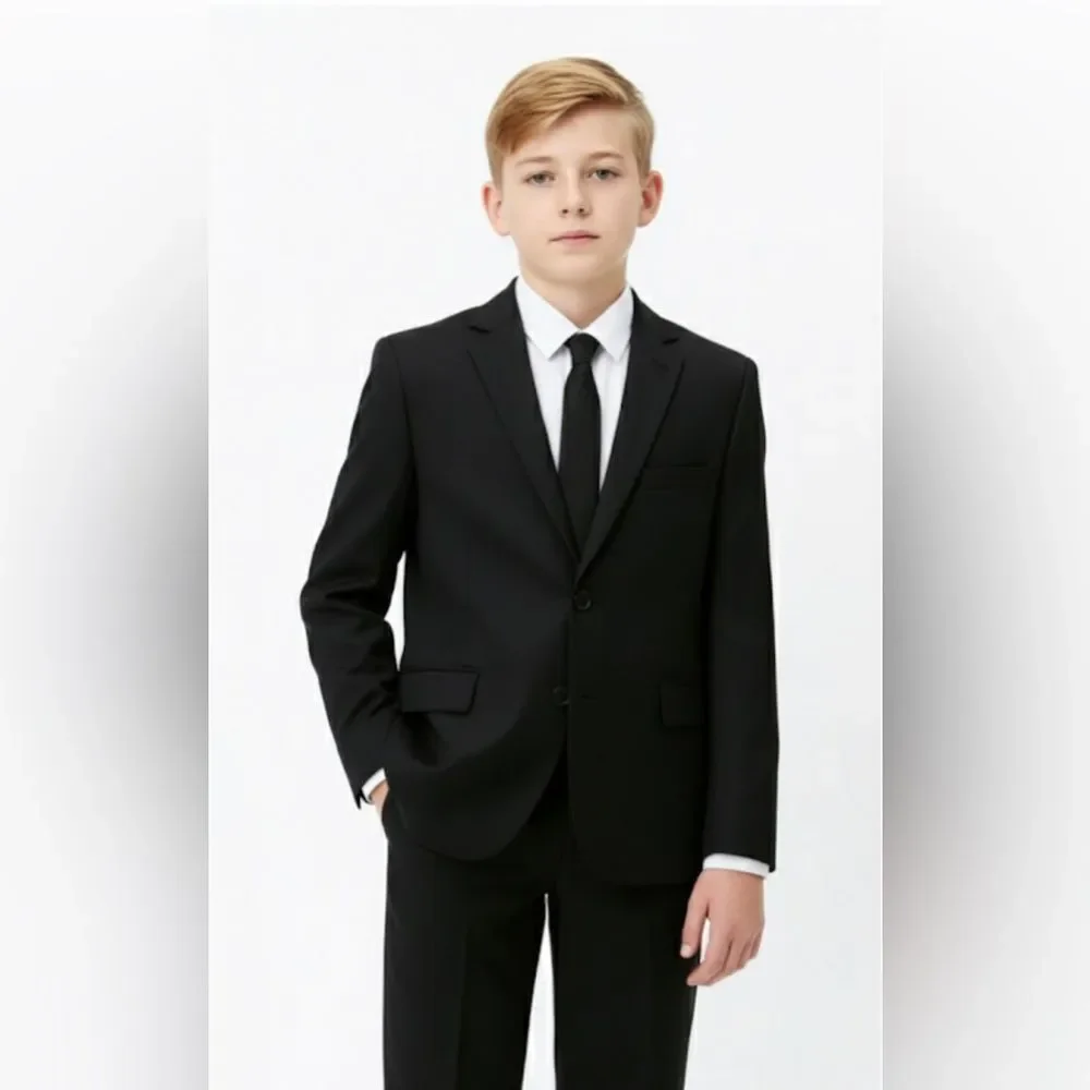 MARC NEW YORK Andrew Mark Boys Black Suit Blazer Jacket Sz 14 Husky 14H